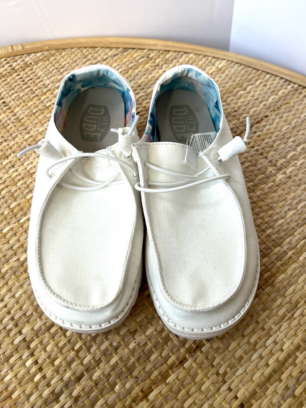 Hey Dude Wendy shoes white boat summer nautical casual everyday womens size 8